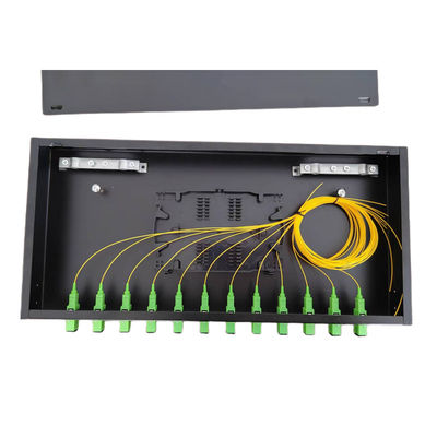 แผงแพทช์ไฟเบอร์ 12 พอร์ต ODF 1U กล่องเทอร์มินัลใยแก้วนำแสง SC Pigtail Adapter