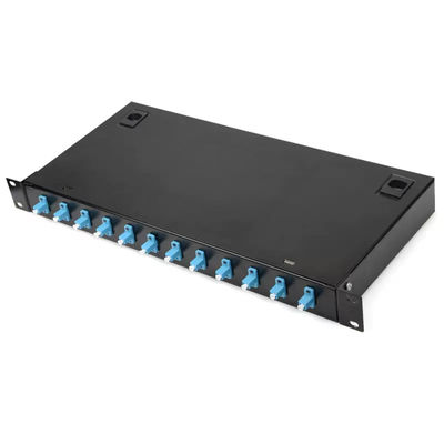 แผงแพทช์ Mount Rack โลหะ 12 LC Duplex Coupler กล่องเลิกจ้าง FTTH