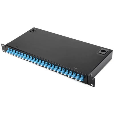 Rackmount Patch Panel โลหะ FTTH Wallmount Termination Box 24 LC Duplex Coupler