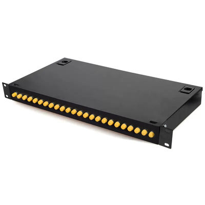 1U Rack Mount Type แผงแพทช์ไฟเบอร์ออปติก ODF 24 พอร์ตพร้อมอะแดปเตอร์ FC / UPC