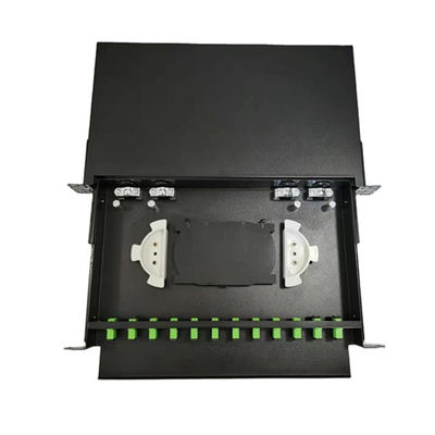 กล่องต่อสายไฟเบอร์ออปติกโลหะดำ 24 ช่อง 430x200x46มม