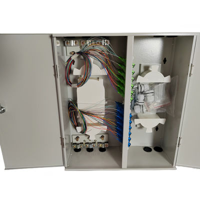 การติดตั้งง่าย ประตูคู่ 72 Port Wall Mount กล่องไฟเบอร์โลหะ