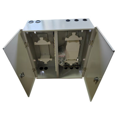 การติดตั้งง่าย ประตูคู่ 72 Port Wall Mount กล่องไฟเบอร์โลหะ